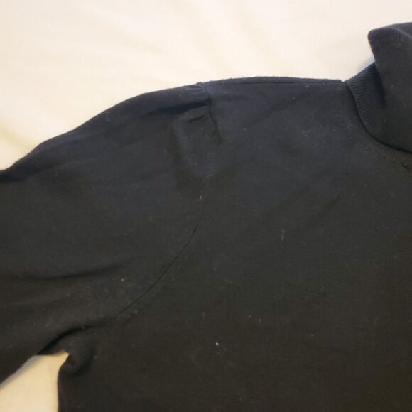 Ann Taylor Merino Wool Sz S Black Turtle Neck Sweater Victorian Sleeve - Picture 4 of 7